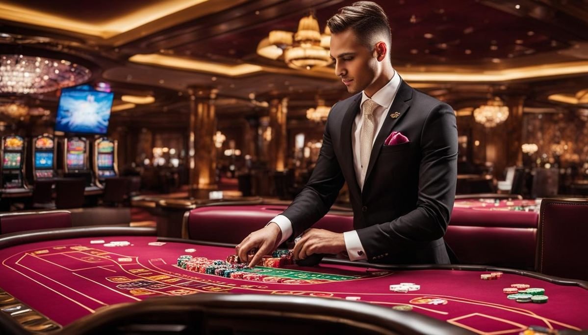 Tampilan meja baccarat langsung di studio rajatogel dengan dealer profesional